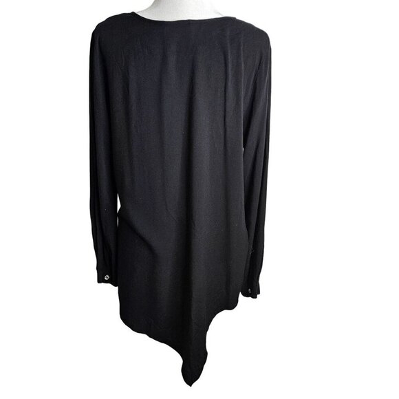 Soft Surroundings Medium  Asymmetrical Lagenlook V-Neck Black Top Long Sleeve - Picture 3 of 9